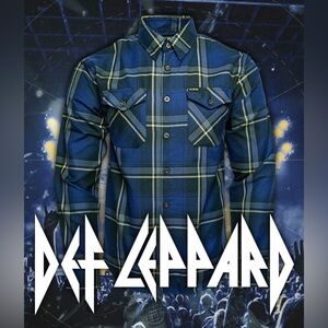 DIXXON DEF LEPPARD 'ON THROUGH THE NIGHT' FLANNEL Men’s LT Sizing chart in pics